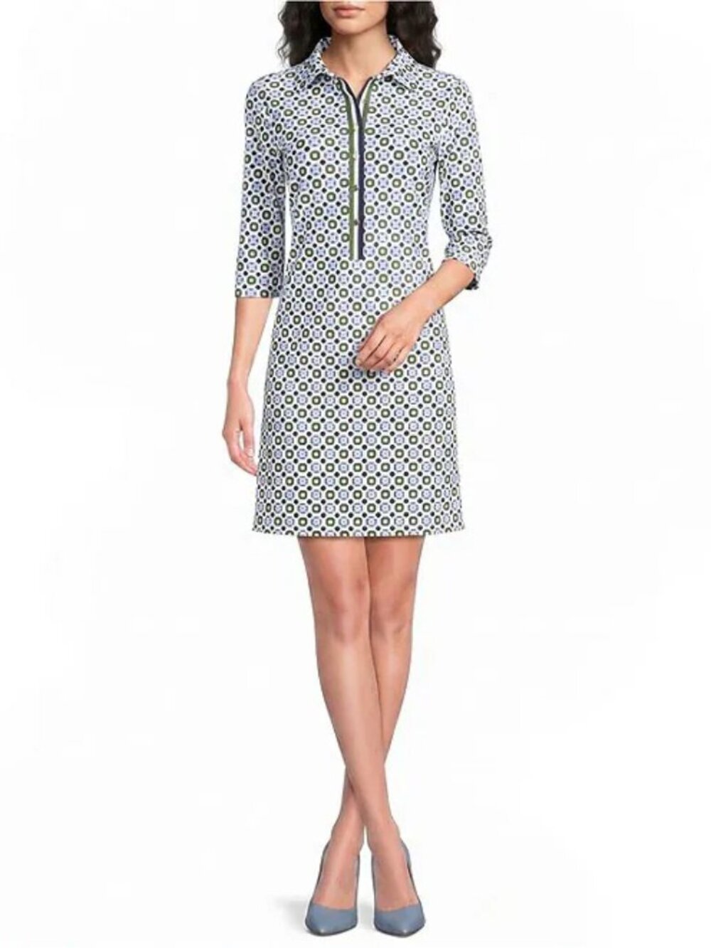 Jude Connally Susanna Birdseye Geo 3/4 Sleeve Shirt Dress Size XL NWT